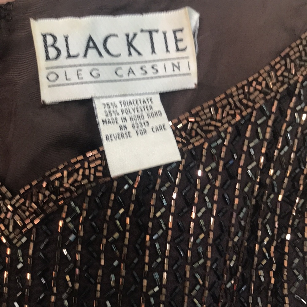 Black Tie Oleg Cassini beaded vintage gown size 10? - Picture 7 of 14